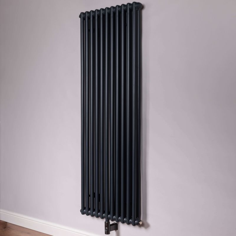 DQ Heating Modus Electric Vertical 2 Column Designer Steel Radiator 1920x346mm - Anthracite Texture