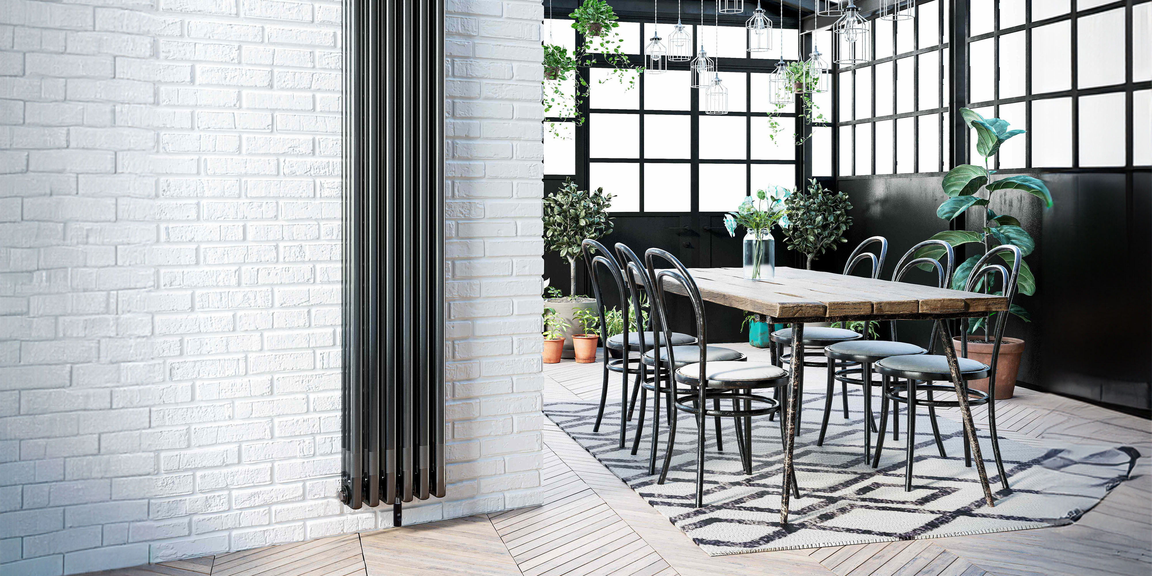 DQ Heating Modus WiFi Electric Vertical 2 Column Radiator - Black Nickel Lacquer