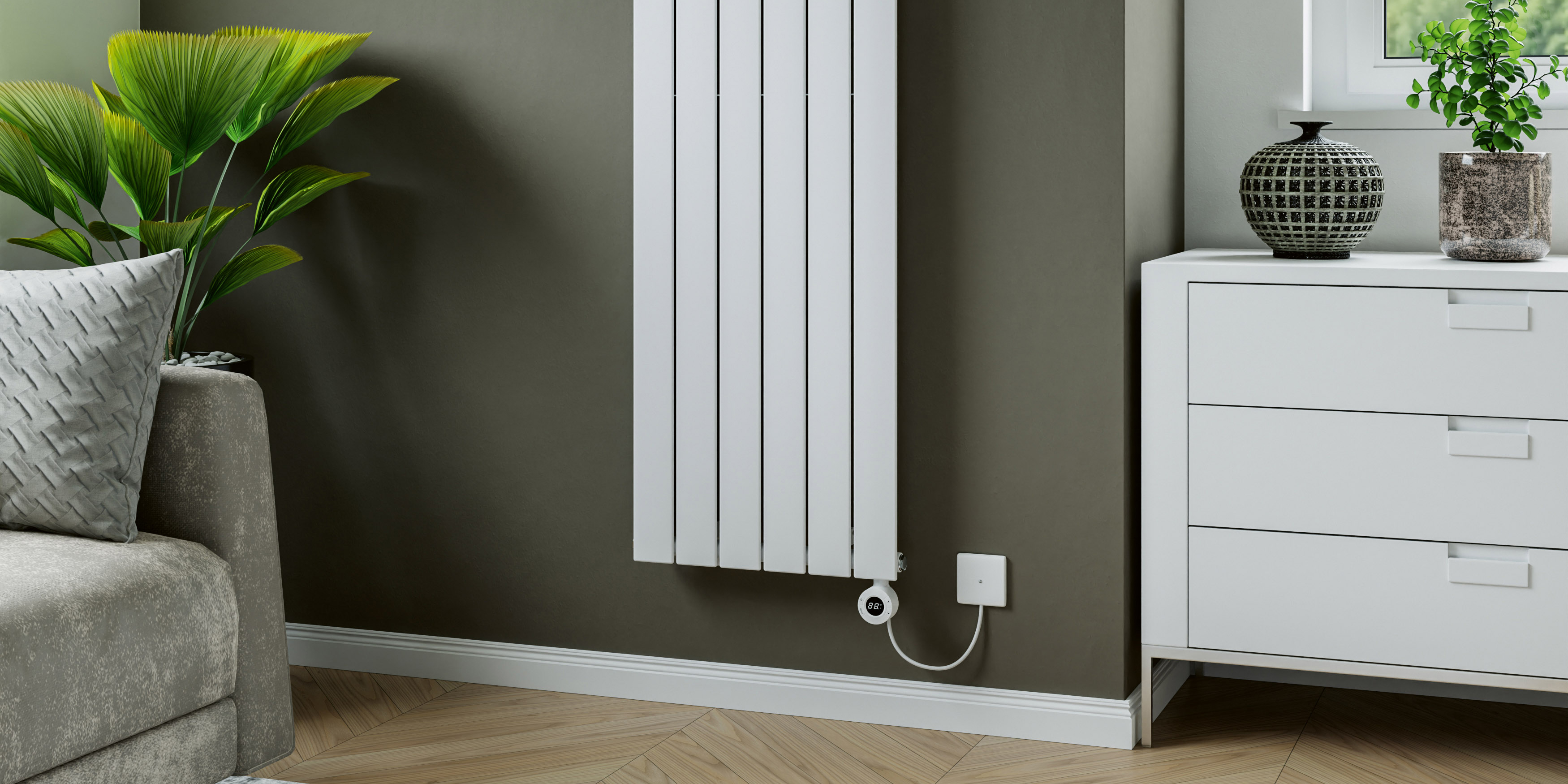 Eucotherm Mars Electro WiFi Electric Vertical Designer Radiator - White