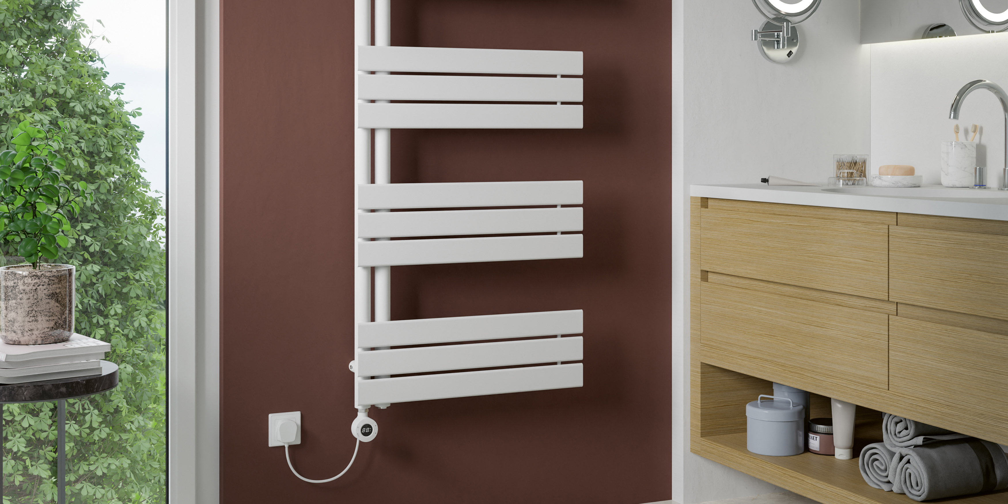 Eucotherm Vega Open Electric WiFi Designer Electric Heated Towel Rail