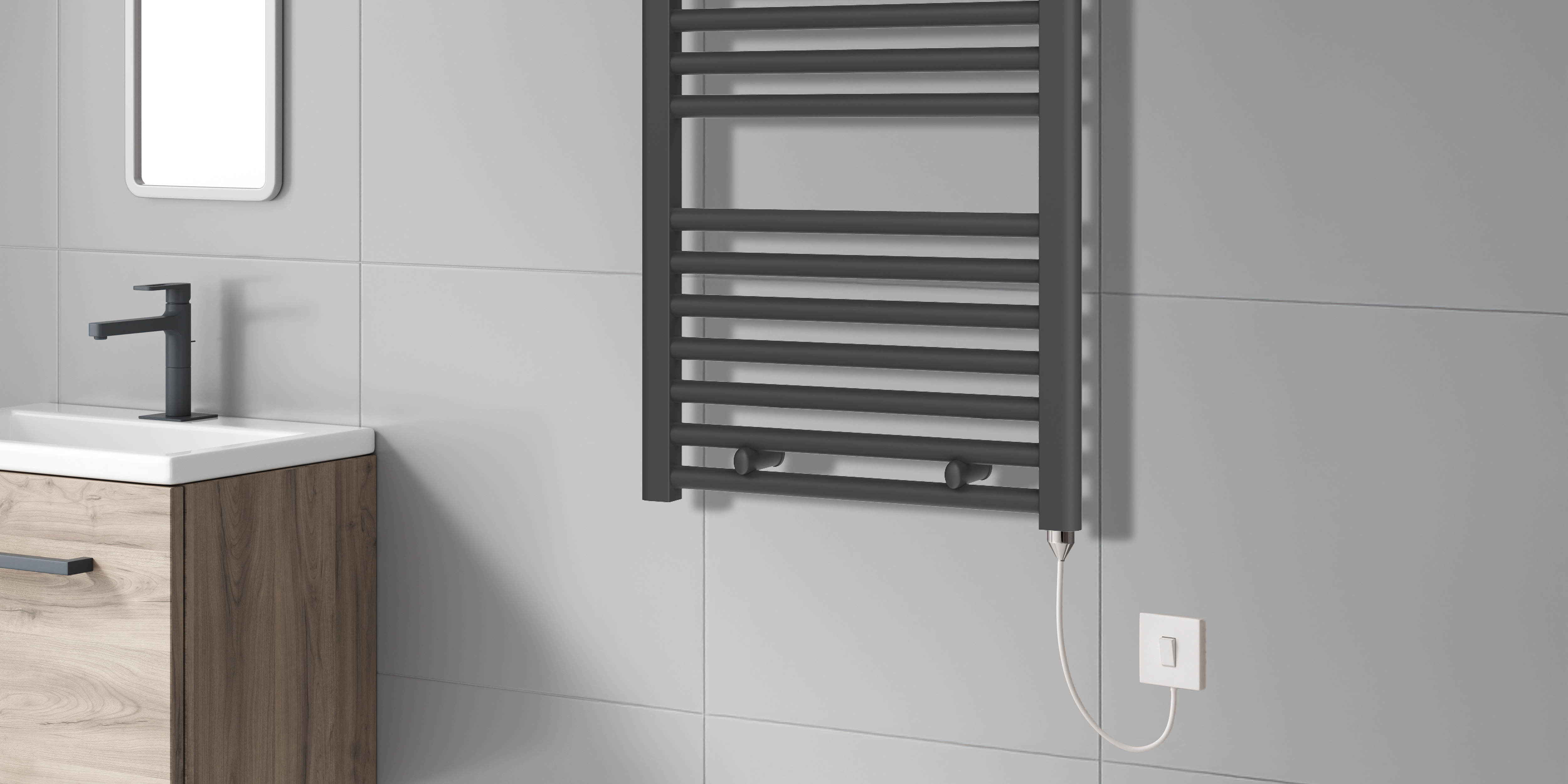 Reina Diva Flat Electric Designer Heated Towel Rail 800x500mm