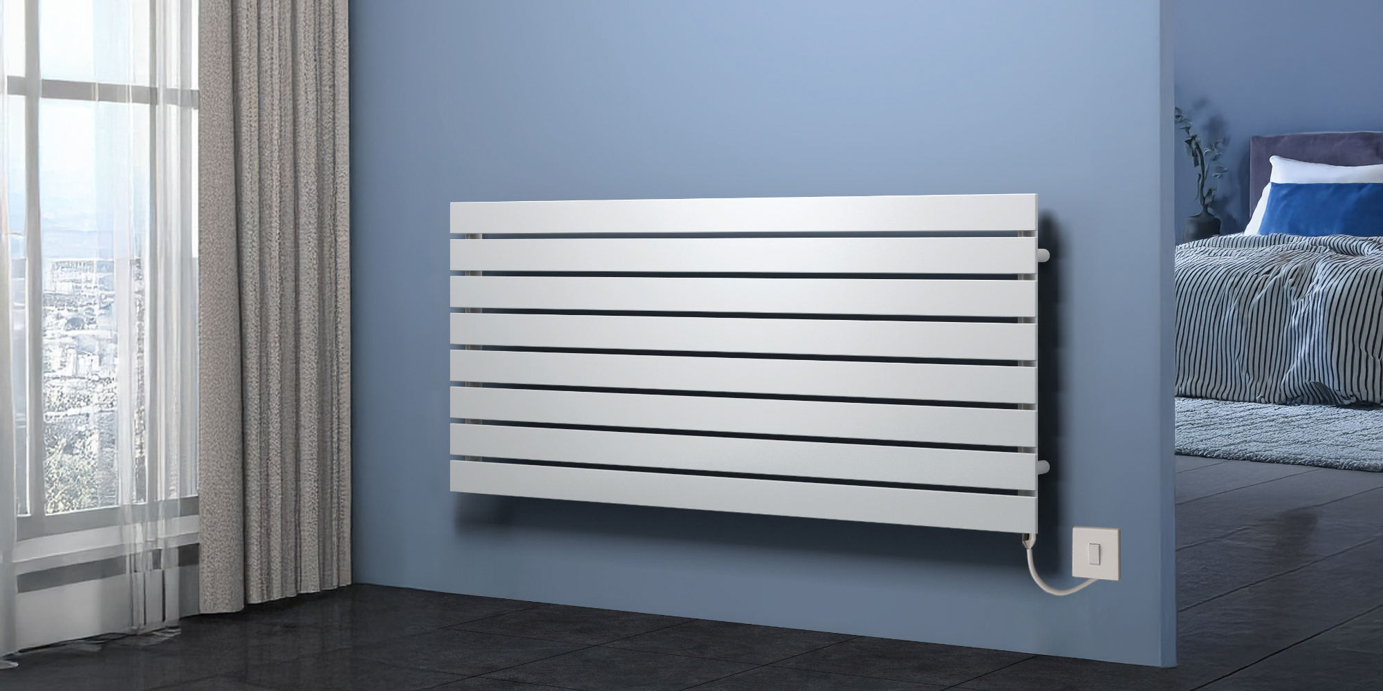 Reina Rione Single Designer Electric Radiator - White